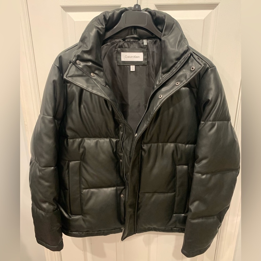 Faux Leather Calvin Klein Puffer Jacket